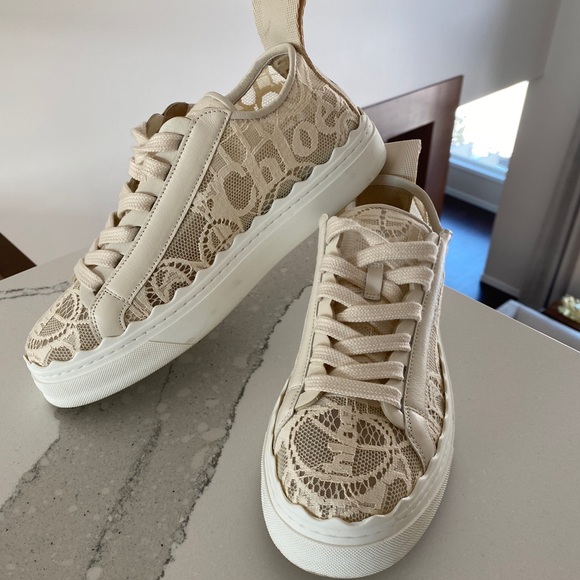 Chloe Lauren beige lace sneakers - Picture 1 of 9